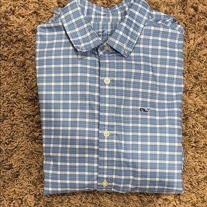 Vineyard Vines Kids Blue and White Checkered Shirt
